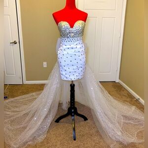 Strapless Rhinestone Beaded Formal Prom Dress